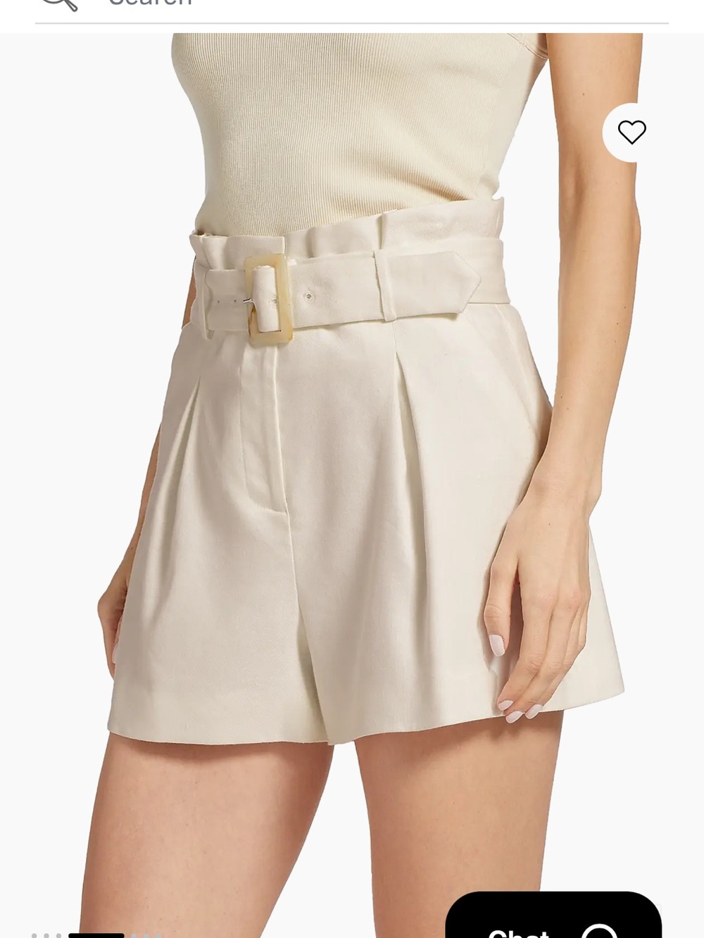 Veronica Beard Cream High-Waist Paperbag Belted Shorts